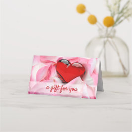 Carte De Placement Glass Heart Valentine's Day Rose Petals Carte cade