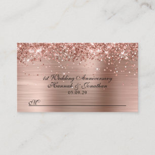 Carte De Placement Glittery Rose Gold 1er anniversaire Mariage