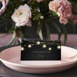 Carte De Placement Gold Black Élégant Script Étiquette alimentaire Te
