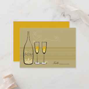 Carte De Placement Gold Champagne Bubbles Moderne Chic Mariage élégan