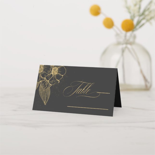 Carte De Placement Gold Dust & Outlines Mariage Table Noir/Gld ID835 (Devant)