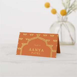 Carte De Placement Gold Elephant & Lotus Flower Mariage nom de l'esco