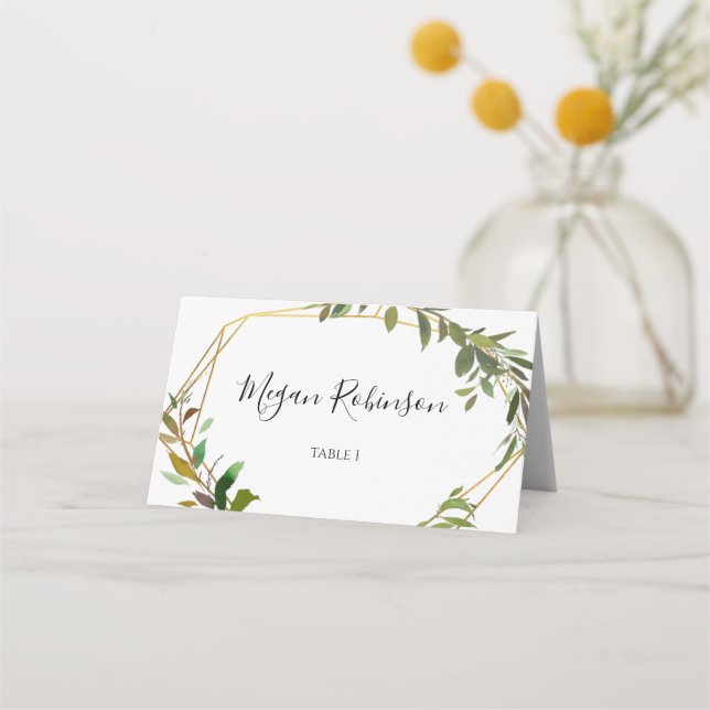 Carte De Placement Gold Geometrics Mariage Tente Place Card (Devant)