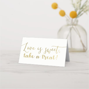 Carte De Placement Gold Love is Sweet Take a Treat Script Table