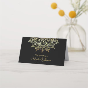 Carte De Placement Gold Mandala Black Chic Mariage Modern Table Siège