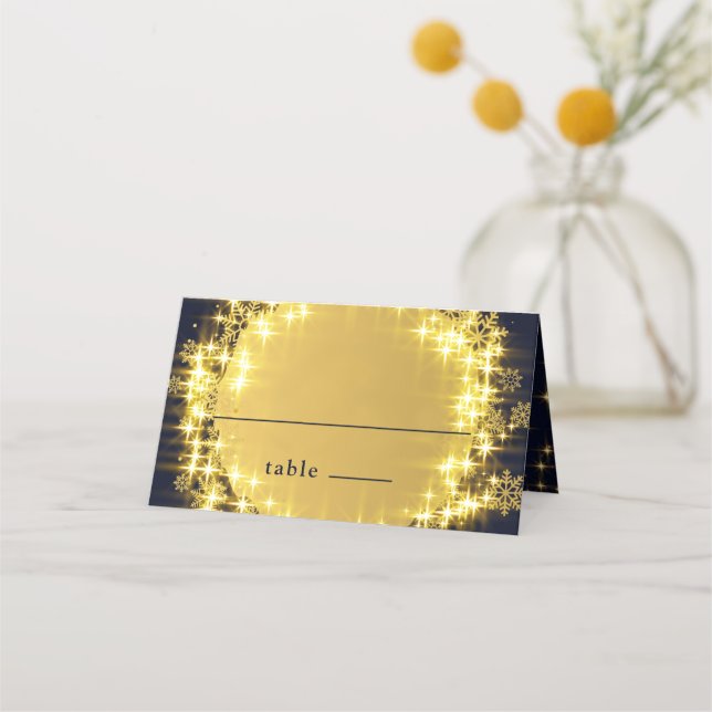 Carte De Placement Gold Navy Éclairage Fête de Noël (Devant)