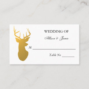 Carte De Placement Gold Reindeer Antler Modern Mariage Numéro de tabl