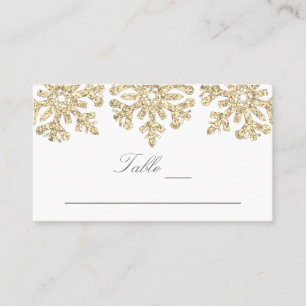 Carte De Placement Gold Snowflakes Mariage hivernal