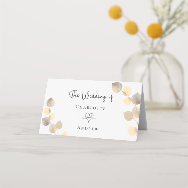Carte De Placement Golden eucalyptus nom de feuillage mariage (Dos)