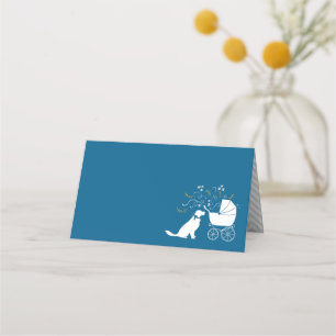 Carte De Placement Golden Retriever Baby shower chien bleu garçon