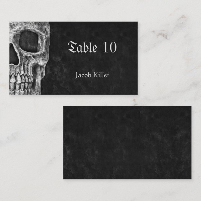 Carte De Placement Gothic Half Skull Cool Black And White Grunge (Devant / Derrière)