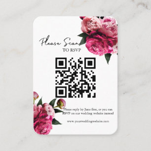 Carte De Placement Gras Rouge Floral QR Code Mariage RSVP