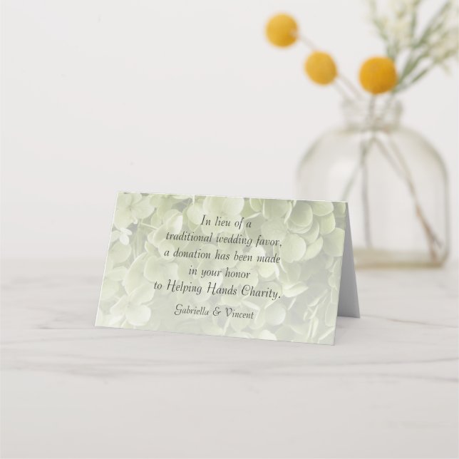 Carte De Placement Green Annabelle Hydrangea Mariage Charité Faveurs (Devant)