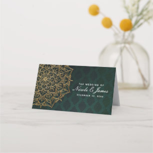 Carte De Placement Green & Gold Marocain Arabe Nights Numéro de table