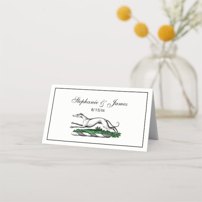 Carte De Placement Greyhound Whippet à la tête d'un emblème de crête  (Devant)