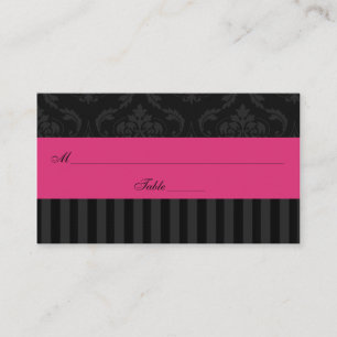 Carte De Placement Gris rose Noir Damas rayures Place Card