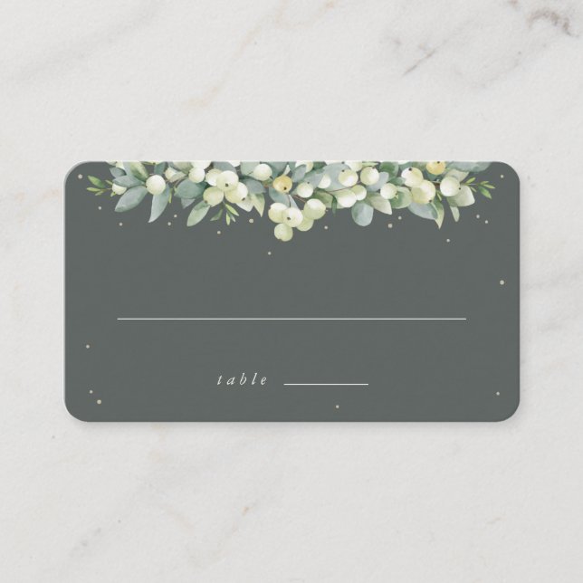 Carte De Placement Gris vert Snowberry+Eucalyptus Mariage plat (Devant)