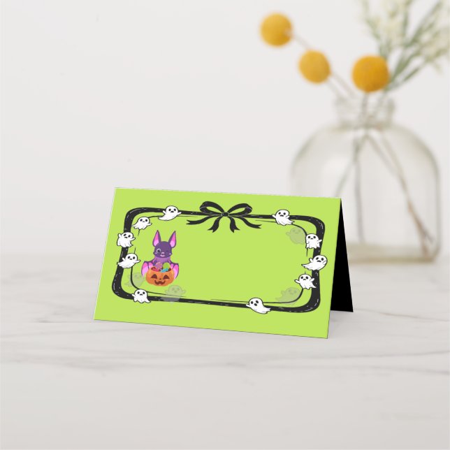 Carte De Placement Halloween Bat With Candy (Devant)