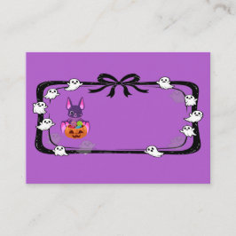 Carte De Placement Halloween Bat With Candy Purple