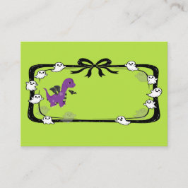 Carte De Placement Halloween Dinosaur With Bat Wings Green