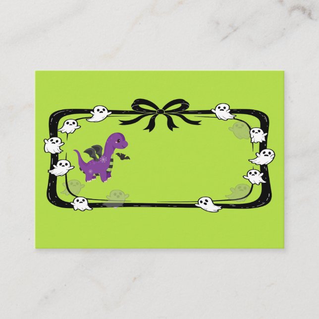 Carte De Placement Halloween Dinosaur With Bat Wings Green (Devant)