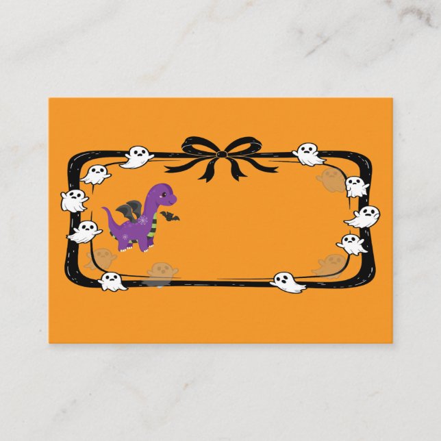 Carte De Placement Halloween Dinosaur With Bat Wings Orange (Devant)