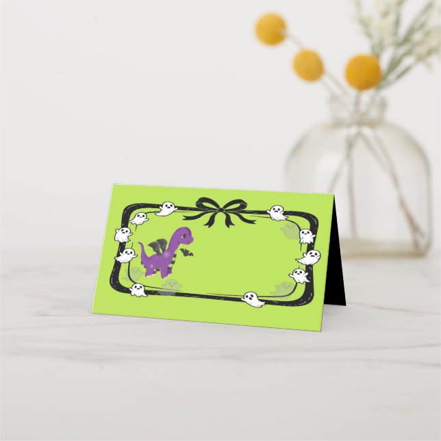Carte De Placement Halloween Dinosaur With Bat Wings Place Card (Devant)