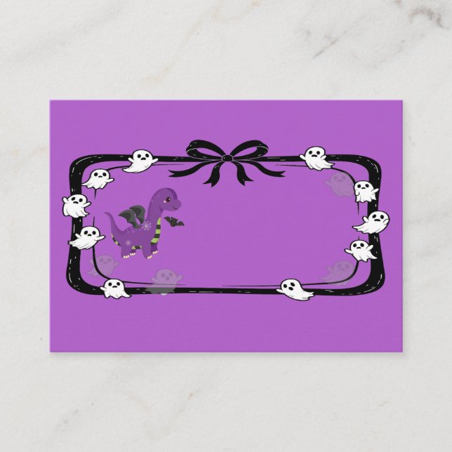 Carte De Placement Halloween Dinosaur With Bat Wings Purple (Devant)