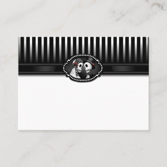 Carte De Placement Halloween Elégant noir blanc Squelette BLANC Place (Devant)