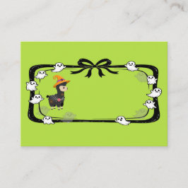 Carte De Placement Halloween Llama Wearing Witch Hat Green