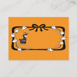 Carte De Placement Halloween Llama Wearing Witch Hat Orange