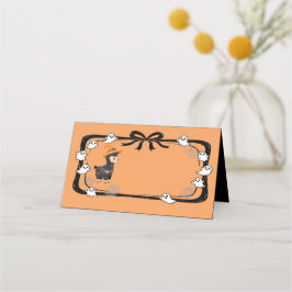 Carte De Placement Halloween Llama Wearing Witch Hat Orange