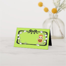 Carte De Placement Halloween Sloth In Pumpkin Costume Place Card