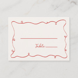 Carte De Placement Hand Drawn Squiggle Frame Red