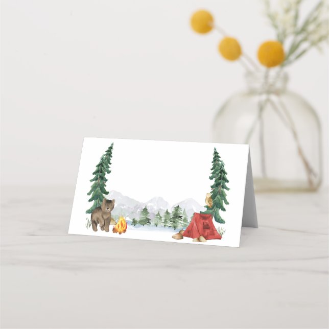 Carte De Placement Happy Camper Pair Sur Table Étiquette (Devant)