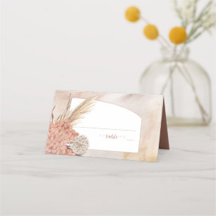Carte De Placement Herbe Boho Pampas Endroit Séché De Bleu Hydrange