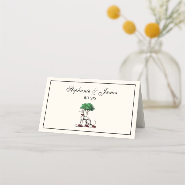 Carte De Placement Héritier de Greyhound Whippet avec arbre héraldiqu (Devant)