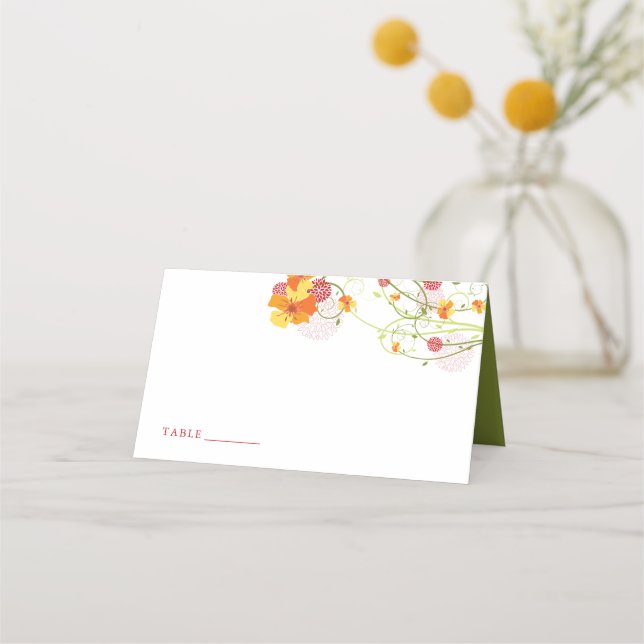 Carte De Placement Hibiscus Jaune Mariage Floral (Devant)