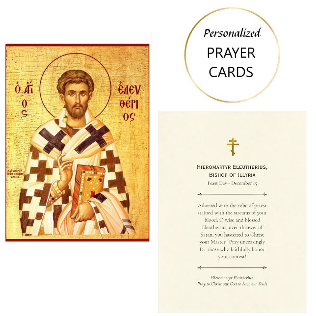 Carte De Placement Hieromartyr St. Eleutherius Orthodox Prayer Card (Créateur téléchargé)