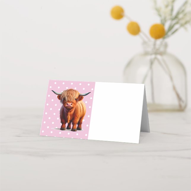 Carte De Placement Highland Cow Rose (Devant)