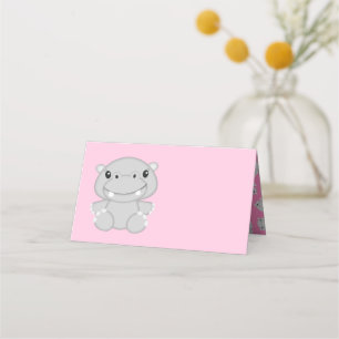Carte De Placement Hippo Baby shower rose