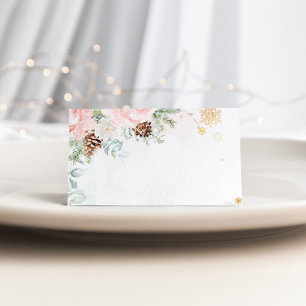 Carte De Placement Hiver à feuillage persistant rose pâle étiquette a