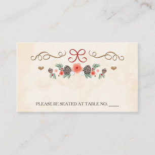Carte De Placement Hiver Floral Pine Cône Mariage Place de siège