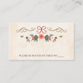 Carte De Placement Hiver Floral Pine Cône Mariage Place de siège