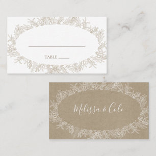 Carte De Placement Hiver rustique Kraft Flat Mariage Place Card