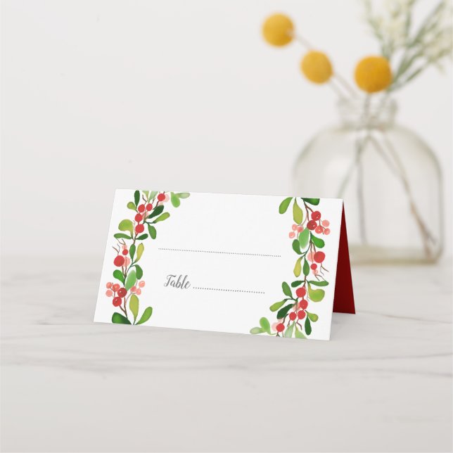 Carte De Placement Holly Feuilles Berry Noël | Carte mariage (Devant)