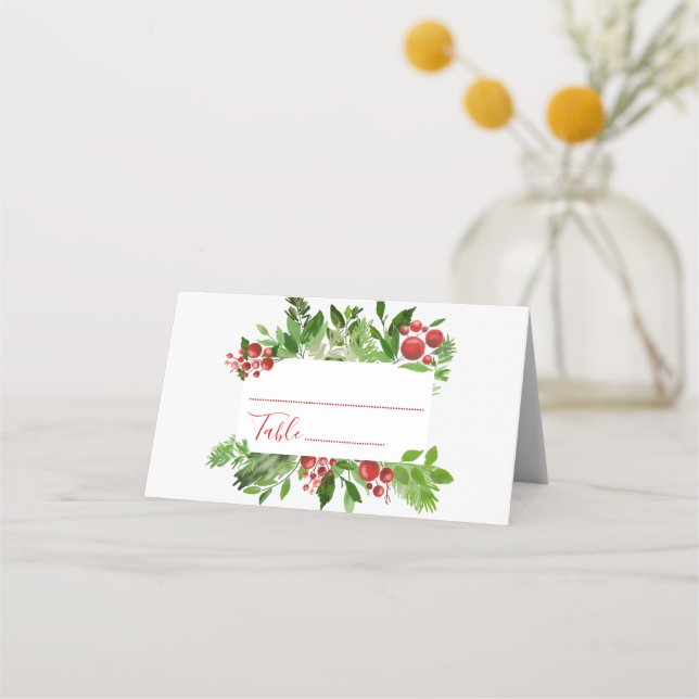 Carte De Placement Holly Red Berry Mariage Place Card (Devant)