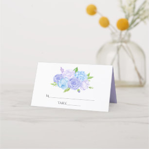 Carte De Placement Hydrangea Blue et Lavender Mariage clair