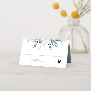 Carte De Placement Icône de repas Mariage de feuillage botanique bleu
