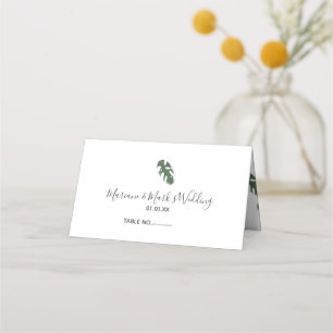 Carte De Placement Illustration de feuilles tropicales de Monstera Gr